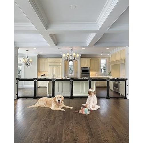 Extra Wide Baby Gate Playpen with Heat-Resistant Mesh,6 Panel Foldable Baby Fence,Indoor/Outdoor Safety Barrier,Dog Playpen & Fireplace Gate