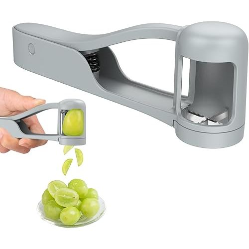 Grape Cutter For Toddlers, Grape Slicer for Baby Stainless Steel Blade Grape Cherry Tomato Strawberry Cutter Tools Into 4 Pieces for Vegetable Fruit Salad Cake Decoration