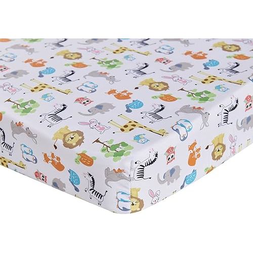 Baby Crib Fitted Sheet Baby Boy Animal Safari Crib Fitted Sheet by JAHbaby (2), 28 X 52