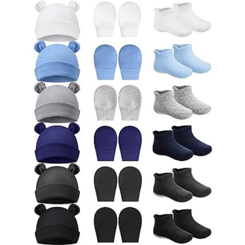 Baby Ears Newborn Hats Mittens and Socks Set for Boys Girls Beanie Hat 0-6 Month - Multicolor