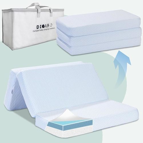 Trifold Pack and Play Mattress,38“x26” Pack n Play Mattresses Dual Sided Firm & Soft Mermory Foam,Portable Baby Mattress for Pack N Play with Removable Breathable Cover