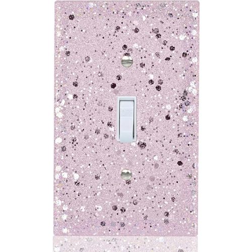 Pink Glitter Light Switch Cover - Sparkling Wall Plate 5.1"x3.15", Home Decor, Single Toggle