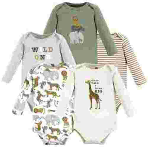 Hudson Baby Cotton Long-Sleeve Bodysuits, 5-Pack, Newborn- 24 Months