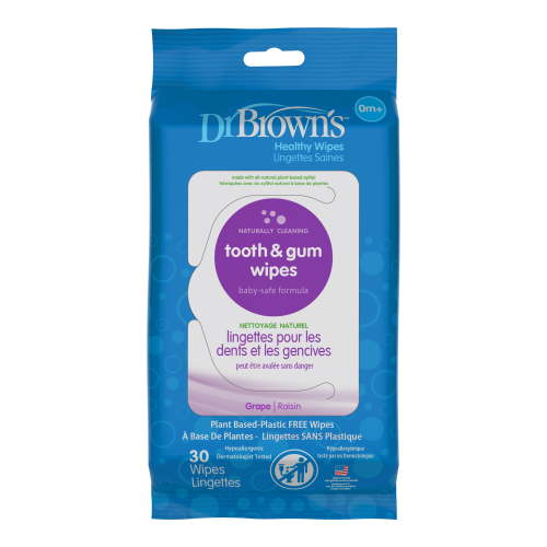 Dr. Brown's Tooth & Gum Healthy Wipes, Naturally Cleaning Oral Care for Babies, 30 Count Tooth & Gum Wipes, 3 Pack