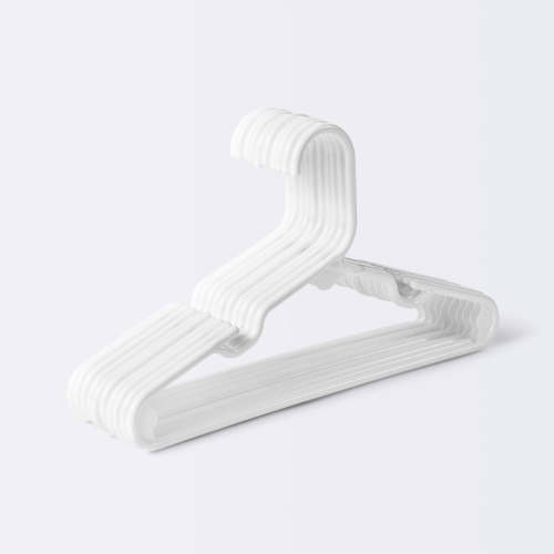 10ct Baby Clothes Hangers - White Strap Notches, Dresses, Shirts, Tank Tops