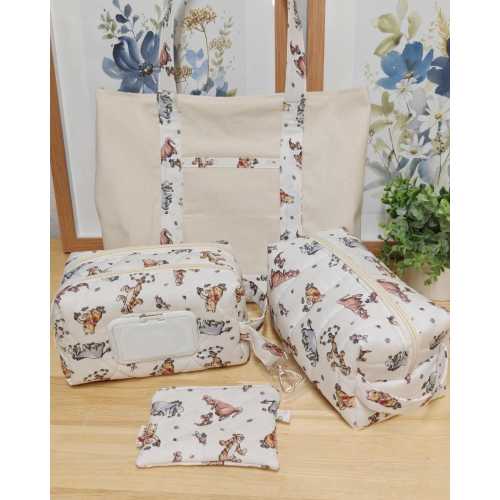 Quilted Winnie the Pooh Diaper Pouch, Wipes Clutch, Makeup Bag, Tote Bag