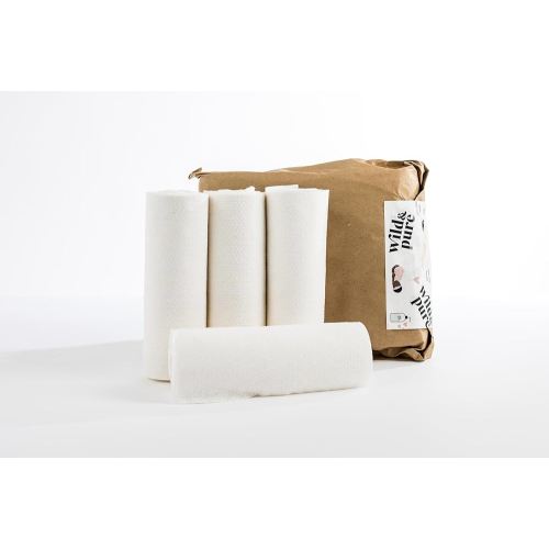 Wild & Pure Cotton Dry Wipes | 4-Pack Refill Rolls | 100% Biobased | Made in the USA | OEKO-TEX Unbleached & Repurposed Virgin Cloth | Soft & Absorbent | Compostable