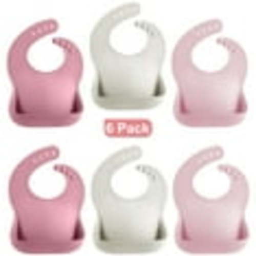 6-Pack Baby Silicone Bibs,BPA-Free,Adjustable Toddler Feeding Bibs for Mess-Free Mealtime,3 Colors