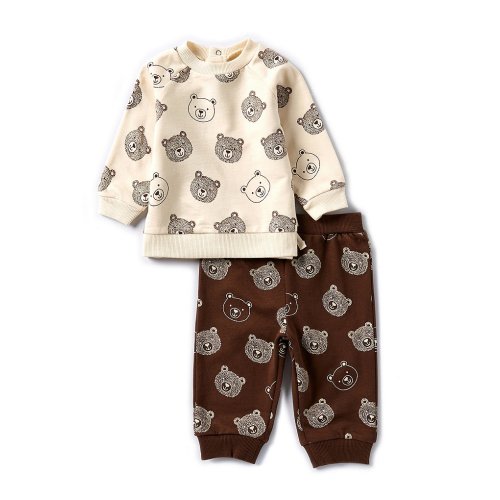 Little Me Baby Boys 3-12 Months Long Sleeve Bear-Printed Sweatshirt & Jogger Pant Set