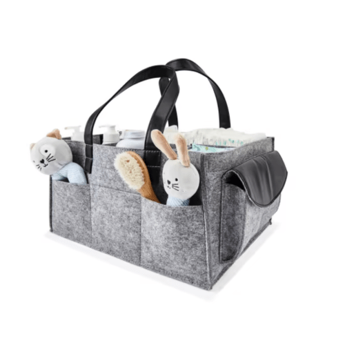 Large Nappy Caddy - Grey and Black