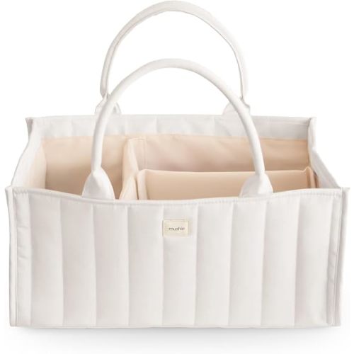 mushie Baby Diaper Caddy | Newborn Essentials Organizer (Ivory)