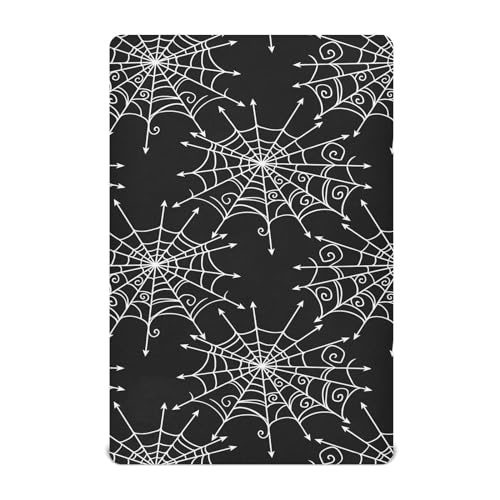 Caikeny Fitted Crib Sheet for Boys Girls Spiderweb Halloween Baby Crib Sheets Black Bassinet Sheets Crib Mattress Bed Sheets for Toddler Newborn Infant 27 x 39 in