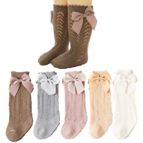 Baby Girls knee high socks Toddler Bow Mesh Breathable Dress Socks Kids Cotton Tube Uniform Stockings