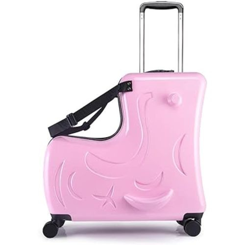 Amazon.com | N-A AO WEI LA OW Kids ride-on Suitcase carry-on Tollder Luggage with Wheels Suitcase to Kids aged 1-6 years old (Pink, 20 Inch) | Kids' Luggage
