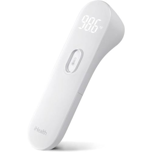 iHealth No-Touch Forehead Thermometer, Digital Infrared Thermometer for Adults and Kids, Touchless Baby Thermometer, 3 Ultra-Sensitive Sensors, Large LED Digits, Quiet Vibration Feedback, Non Contact