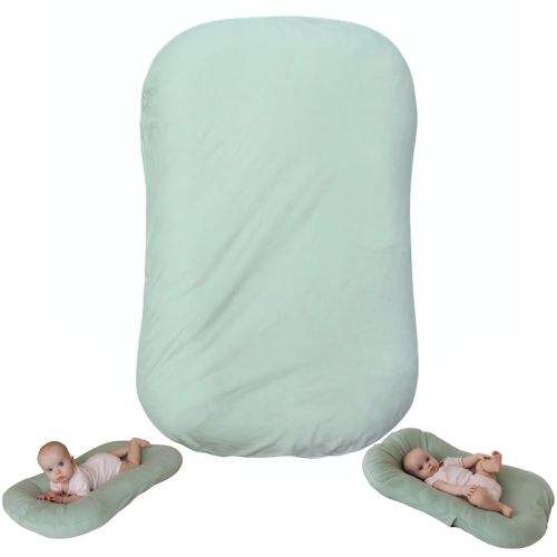 Aila + Aiden Baby Lounger | Organic Cotton Infant Lounger | Adjustable & Portable Floor Lounger | Soft, Breathable, Washable Cover - Snuggle Collection - (Sage)