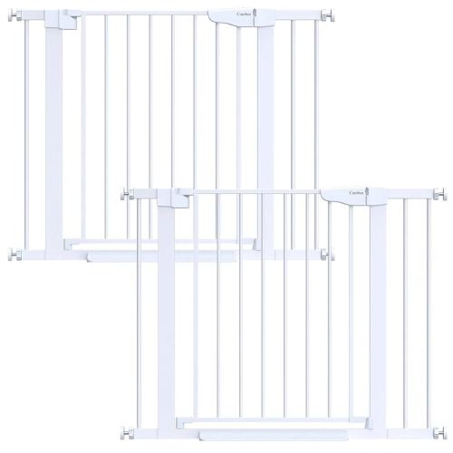 Cumbor 2 Pack 29.7-40.6"(Extensions Included) Baby Gate for Stairs, Mom's Choice Awards Winner-Auto Close Dog Gate for doorways, Pressure Mounted Pet Gate Indoor, Wide Safety Child Gate for Dog,White