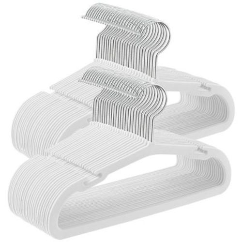 SONGMICS Baby Hangers 50 Pack, Kids Hangers for Closet, Non-Slip Velvet Hangers, Childrens Hangers,Wide Shoulder Notches, Cloud White