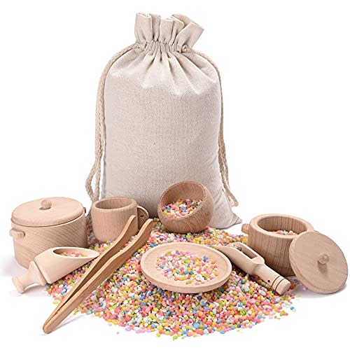 MONT PLEASANT Sensory Bin Toys for Toddlers - Montessori & Waldorf Pretend Play Dish & Tongs - Fine Motor Learning Toys for Sensory Table Activities