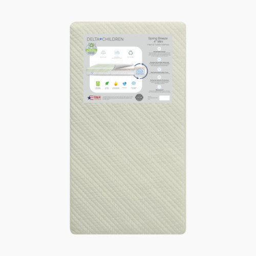 Delta Children Mini Crib Size Spring Breeze 4-inch Breathable Mattress - Sage/White