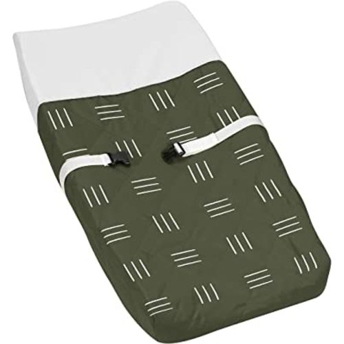 Sweet Jojo Designs Hunter Green Boho Mudcloth Boy Girl Baby Nursery Changing Pad Cover White Bohemian Woodland Tribal Southwest Mud Cloth Hatch Gender Neutral Triple Line for Safari Jungle Animal
