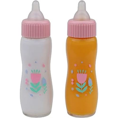 JC Toys Deluxe Disappearing Magic Bottles | Fits All Dolls | Milk and Juice | Butterfly Theme | Ages 2+ , Pink