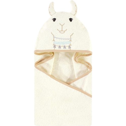 Little Treasure Unisex Baby Cotton Animal Face Hooded Towel, Neutral Llama, One Size