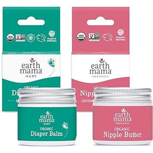Earth Mama Nipple Butter™ & Diaper Balm | Nipple Cream & Organic Skincare for Baby | Breastfeeding & Postpartum Essentials Bundle