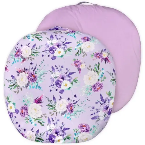 Newborn Lounger Cover for Girls Boys, Removable Soft Baby Lounger Cover 1 Pack, Reversible Infant Lounger Cover Fleece, Purple Floral (Only Cover)