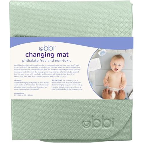 Ubbi On-The-Go Diaper Changing Baby Mat, Soft and Comfortable Diaper Bag Accessory Must Have for Newborns, Easy to Clean, Portable Folding Pad, Baby Traveling Accessories, Sage Green