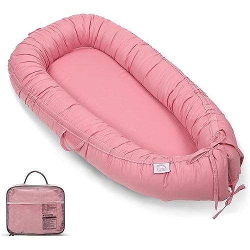 EAQ Baby Lounger, Snuggle Me Lounger, Portable Baby Nest Breathable & Soft, 100% Cotton Baby Lounger Pillow, Safe Baby Bassinet for Co-Sleeping, Nursery, Travel, Playtime