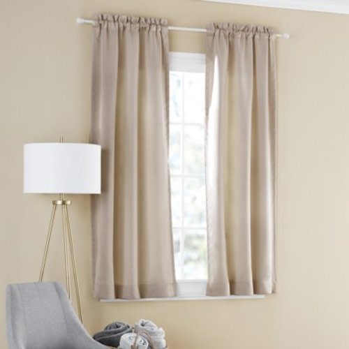 Mainstays Solid Blackout Curtain Panel Pair, Set of 2, Beige, 30”W x 63”L