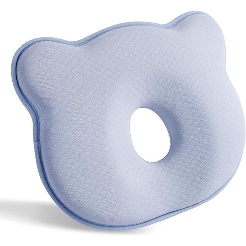 Memory Foam Baby Pillow,Cute Cartoon Bear Soft and Cozy Pillow, Breathable Bedding Set for Infants for Small Boys and Girls Prevent Flat Head