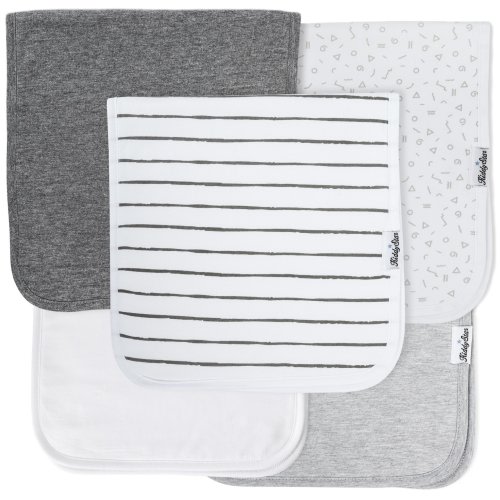 KiddyStar 5-Pack Baby Burp Cloths, Organic Cotton, Large 21"x10", Triple Layer, Thick, Soft and Absorbent Towels, Burping Rags for Newborns, Baby Shower Gift for Boys and Girls … (Grey)