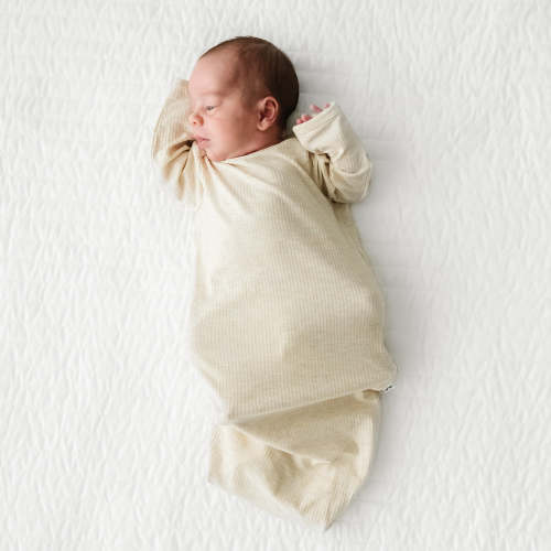 Heather Oatmeal Ribbed Infant Gown - Little Sleepies