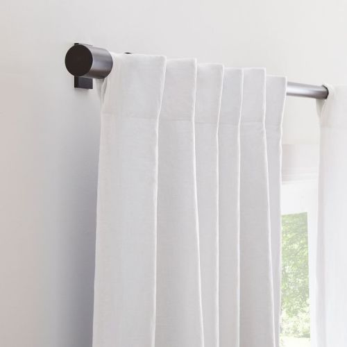 Custom Size European Flax Linen Blackout Curtain - White