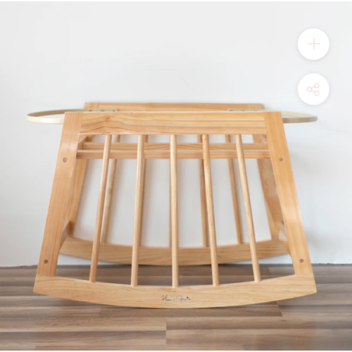Modern Rocking Moses Bassinet Stand with brake Natural
