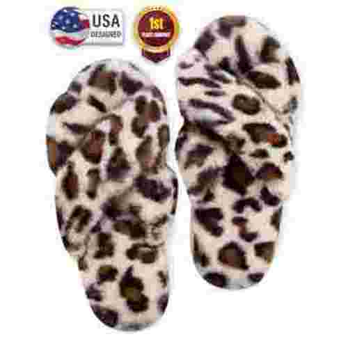 Bergman Kelly Fuzzy House Slippers for Women, Anti-Slip & Open Toe Scuff Style Home Shoes, Clouds Collection
