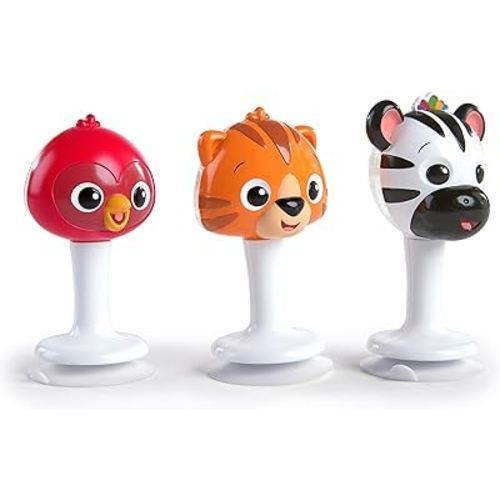 Baby Einstein Rattle & Jingle Trio High Chair Suction Toys Take-Along Musical Rattle Set Age 6 Months +, Multicolor, 3 Count