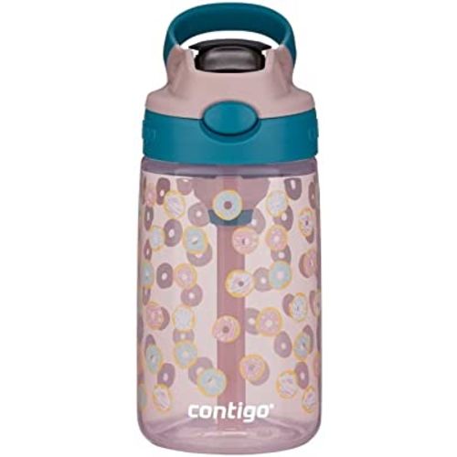 Contigo Kids Water Bottle, 14oz, redesigned AUTOSPOUT straw, Spill Proof, Easy Clean lid, Built in carry loop, Durable, Plastic, DONUTS, Doughnuts (2133550)