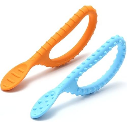 Special Supplies Duo Spoon Loops Oral Motor Therapy Tools, 2 Pack, Textured Stimulation and Sensory Input Treatment for Babies, Toddlers or Kids, BPA Free Silicone with Flexible, Easy Handle