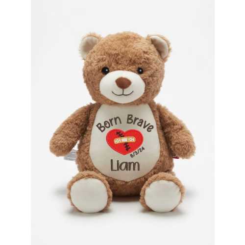 Personalized Heart Warrior Bear, CHD Awareness Plush Toy, Heart Surgery Support Buddy
