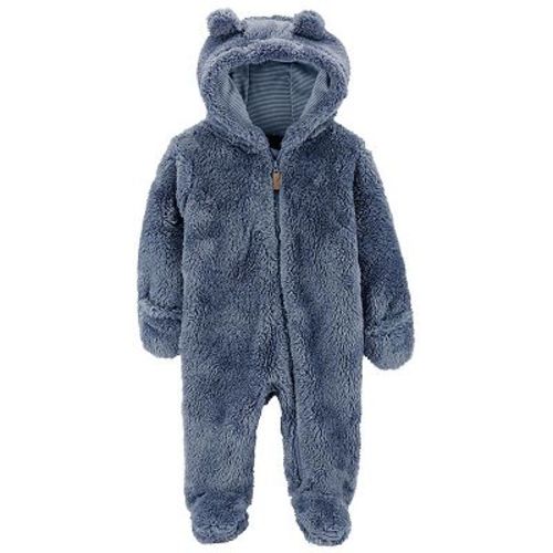Baby Boy Carter's Blue Hooded Ear Quilted Jumpsuit