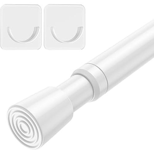 AIZESI 1pcs Tension Curtain Rod Spring Tension Rod Short Curtian Rods No Drilling Expandable Spring Loaded Curtain Tension Rod Adjustable 26 to 39 inch,Best Use Range 28 to 36 inch，White
