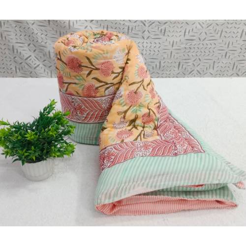 Baby Blanket !! Cotton Handmade Baby Quilt, Gender Neutral Quilt, Indian Baby Quilt Floral Print Throw Toddler Bedspread Blanket Baby Quilt