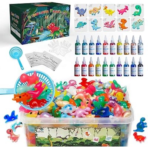 Magic Water Elf Toy Kit, Aqua Fairy Water Gel Kit with 20 Magic Gels, 10 Dinosaur Molds, Birthday Gifts, Party Favors, Arts & Crafts DIY STEM Kits for Kids(20 Colors)
