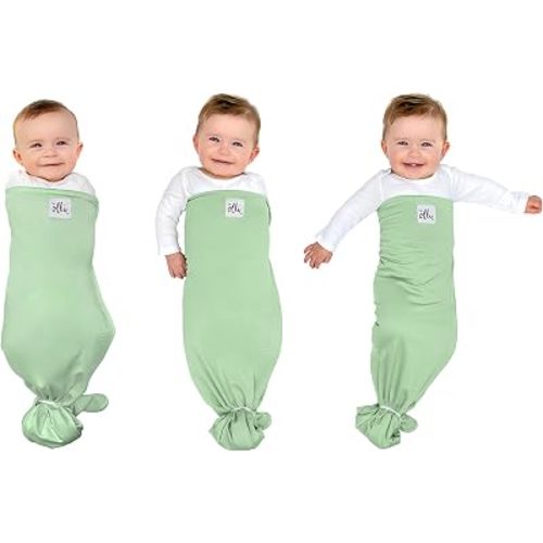 The Ollie Adjustable Baby Swaddle for Newborns | Meadow | Pediatrician-Approved for Safe Sleep | Easy Closure | Arms-Out | Lightweight, Machine-Washable | Easy Diaper Access