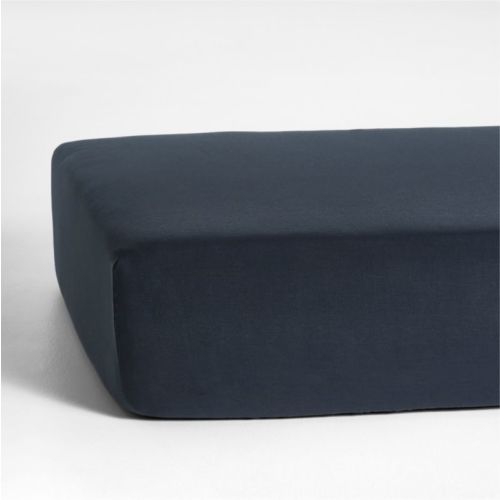 Supersoft Muted Teal Leaf Print Organic Cotton Gauze Baby Crib Fitted Sheet