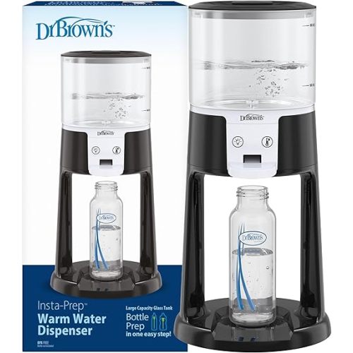 Dr. Brown's Insta-Prep Warm Water Dispenser to Instantly Prepare Baby’s Formula Bottle,Large Capacity Glass Tank with 3 Temperature Settings,Black