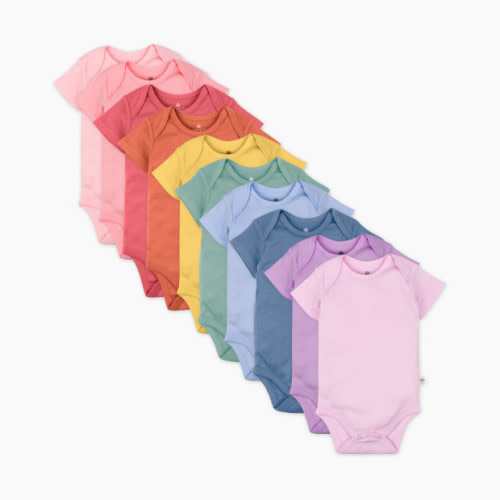 Honest Baby Clothing 10-Pack Organic Cotton Short Sleeve Bodysuits - Rainbow Gems Pinks, 3-6 M, 10
